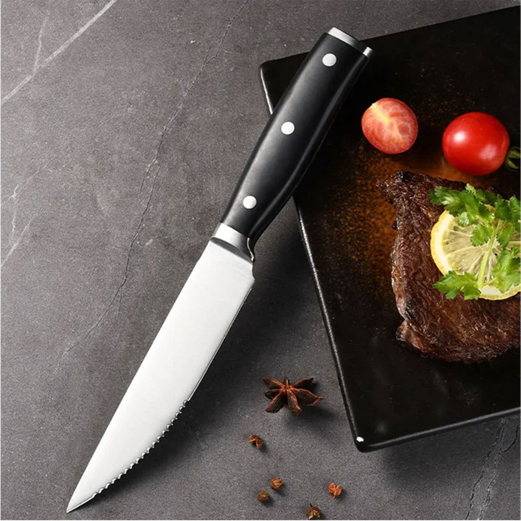 4/6/8-Piece Stainless Steel Steak Knife Set – Polished Handle BBQ & Kitchen Knives