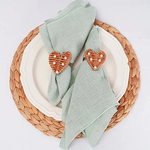 4 PCS Edge Sewing Cloth Napkins Sage Green Pure Cotton Fabric 40x40cm Soft Dinner Tea Towel Home Kitchen Rustic Wedding Decor - Wiktra