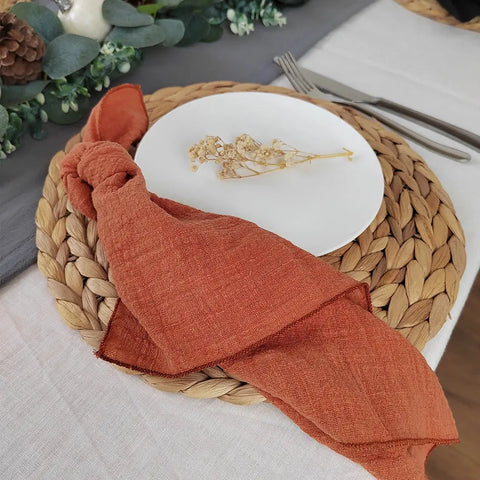 4 PCS Edge Sewing Cloth Napkins Sage Green Pure Cotton Fabric 40x40cm Soft Dinner Tea Towel Home Kitchen Rustic Wedding Decor - Wiktra