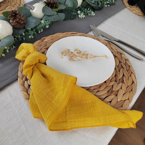 4 PCS Edge Sewing Cloth Napkins Sage Green Pure Cotton Fabric 40x40cm Soft Dinner Tea Towel Home Kitchen Rustic Wedding Decor - Wiktra