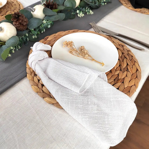 4 PCS Edge Sewing Cloth Napkins Sage Green Pure Cotton Fabric 40x40cm Soft Dinner Tea Towel Home Kitchen Rustic Wedding Decor - Wiktra