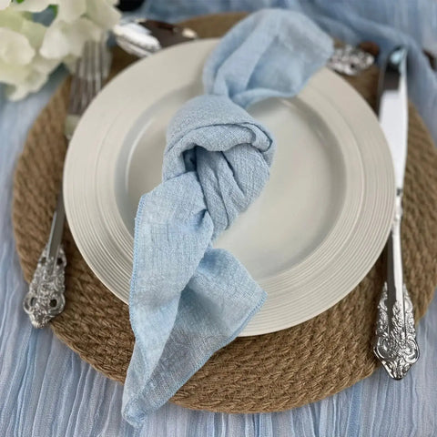 4 PCS Edge Sewing Cloth Napkins Sage Green Pure Cotton Fabric 40x40cm Soft Dinner Tea Towel Home Kitchen Rustic Wedding Decor - Wiktra