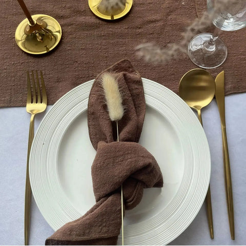 4 PCS Edge Sewing Cloth Napkins Sage Green Pure Cotton Fabric 40x40cm Soft Dinner Tea Towel Home Kitchen Rustic Wedding Decor - Wiktra