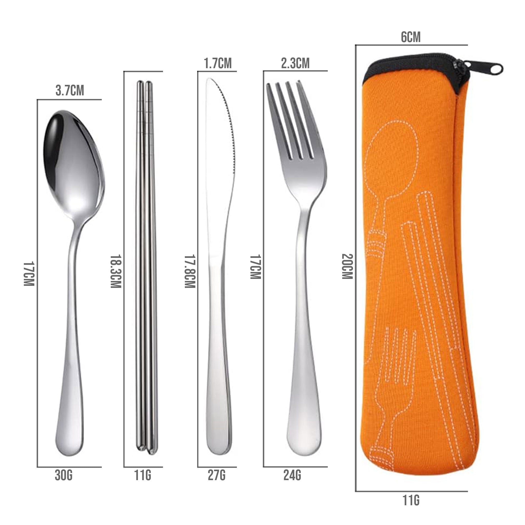 4-Piece Portable Stainless Steel Cutlery Set with Bag – Spoon, Fork & Knife (Dark Blue)