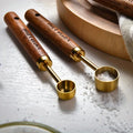 4-piece gold-plated stainless steel measuring spoon set with acacia wood handles-perfect for Cooking & Baking wiktra