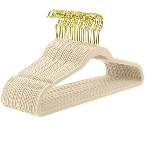 43CM Seamless Flocking New Golden Hook Flocking Hanger Dry and Wet Wardrobe Storage Adult Magic Hanger wiktra