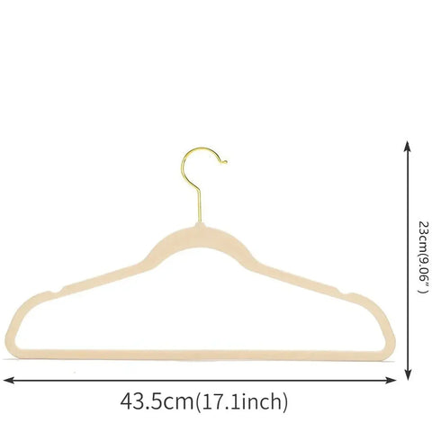 43CM Seamless Flocking New Golden Hook Flocking Hanger Dry and Wet Wardrobe Storage Adult Magic Hanger wiktra