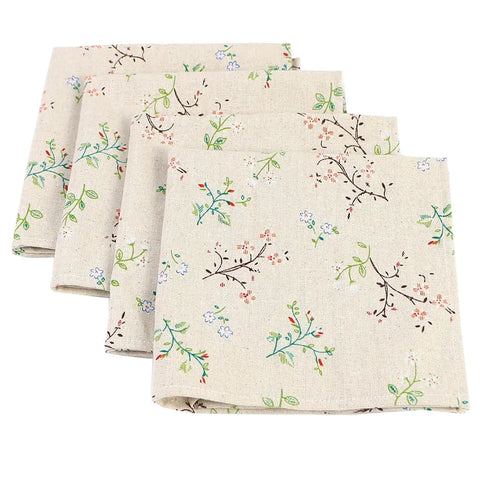 4PCS 40x40CM Floral Printed Cloth Napkins Japanese Style Dinner Dish Towel Wedding Restaurant Bar Table Mat serviette de table wiktra