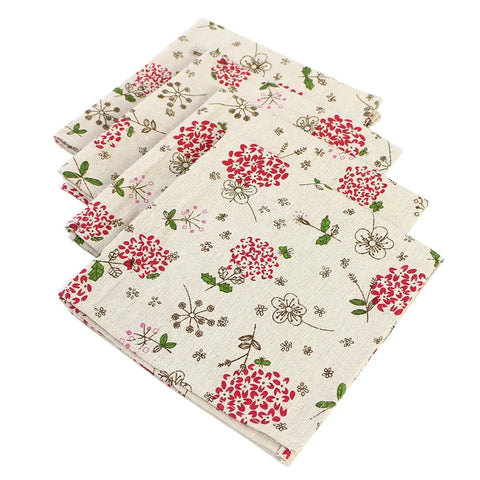 4PCS 40x40CM Floral Printed Cloth Napkins Japanese Style Dinner Dish Towel Wedding Restaurant Bar Table Mat serviette de table wiktra