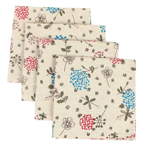 4PCS 40x40CM Floral Printed Cloth Napkins Japanese Style Dinner Dish Towel Wedding Restaurant Bar Table Mat serviette de table