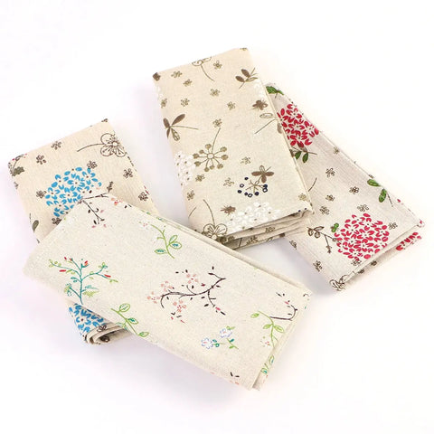 4PCS 40x40CM Floral Printed Cloth Napkins Japanese Style Dinner Dish Towel Wedding Restaurant Bar Table Mat serviette de table