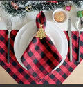 4PCS Christmas Plaid Cloth Napkin 100% Cotton Square Napkin Western Napkin Simple Nordic Style Check Dish Towel Table Decor - Wiktra