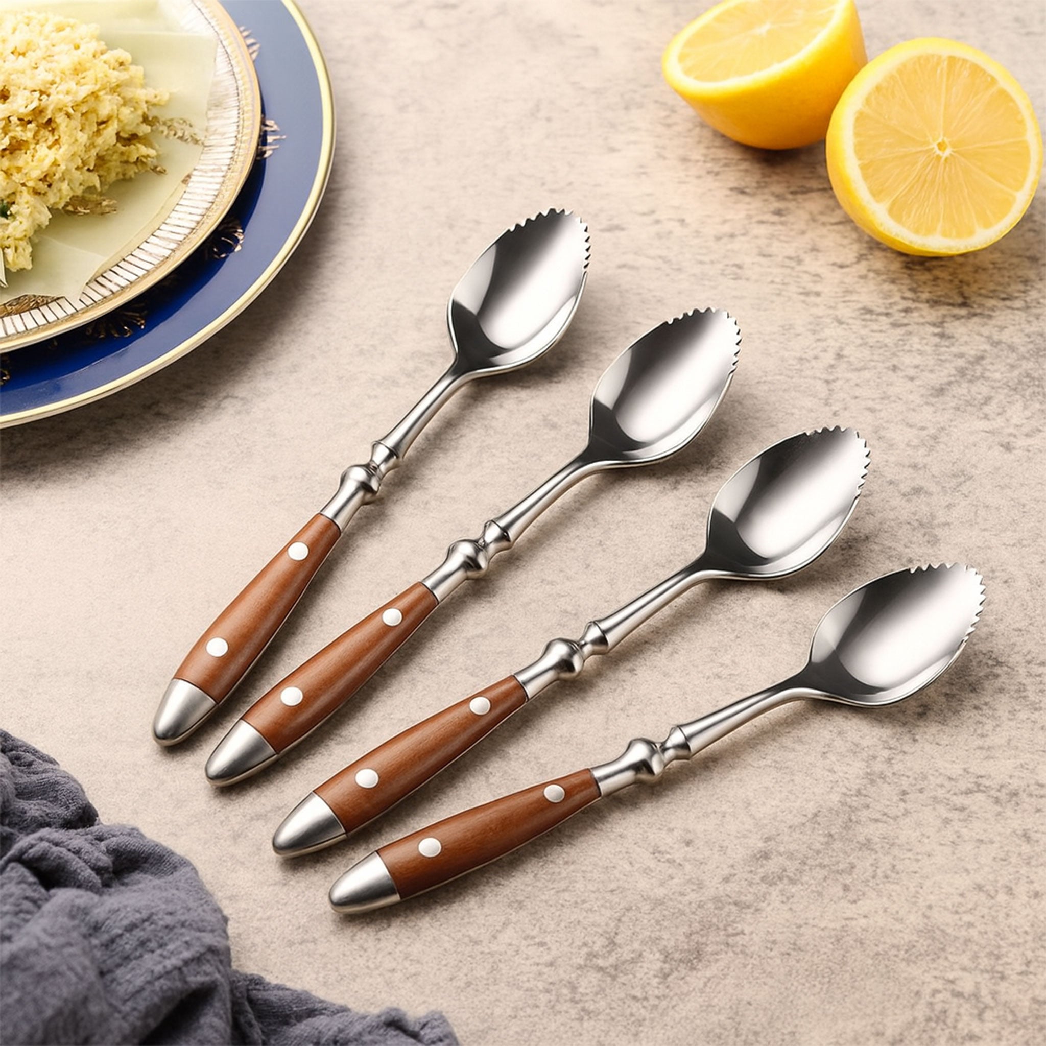 4Pcs Stainless Steel Serrated Grapefruit