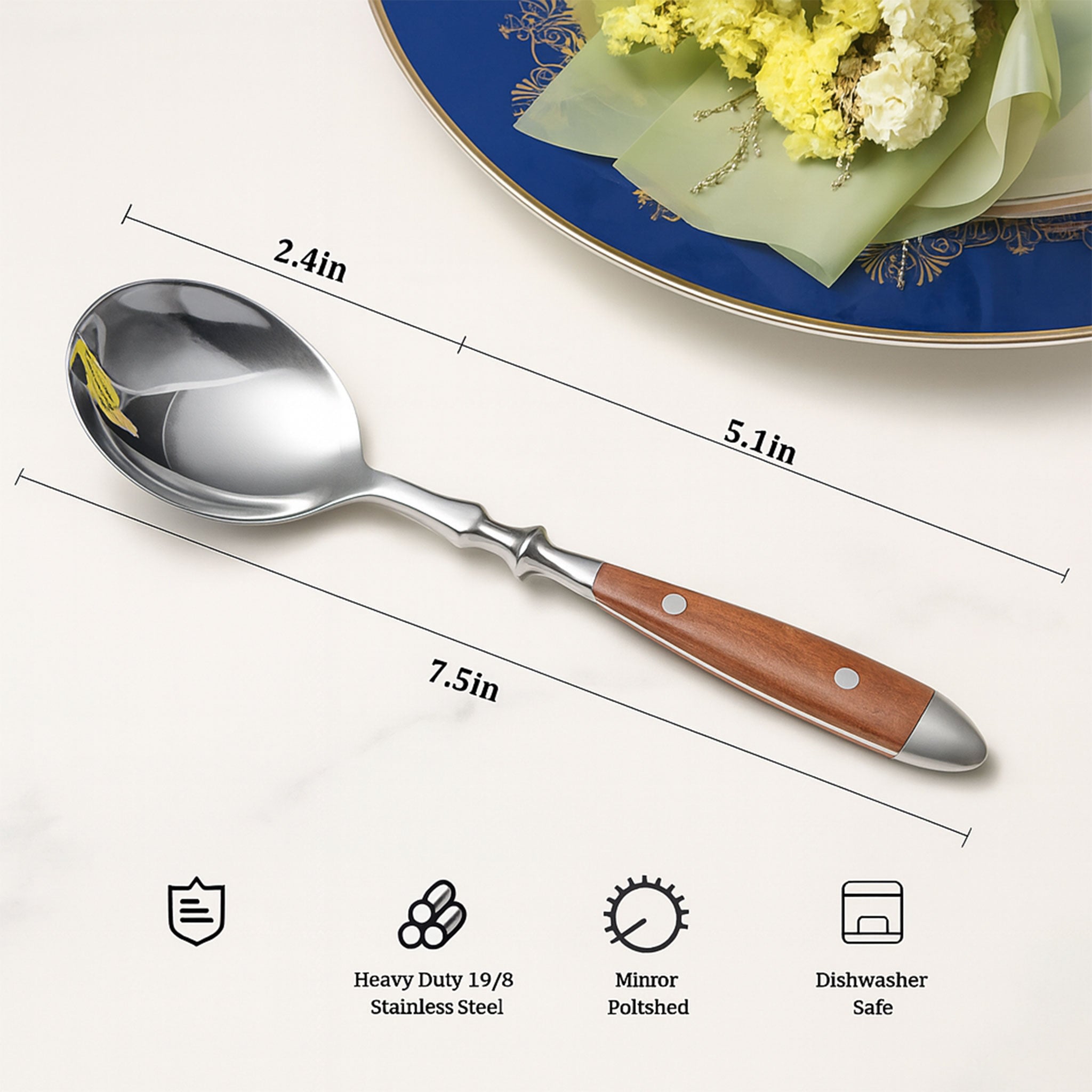 4Pcs Stainless Steel Soup Spoons with Bakelite Handle