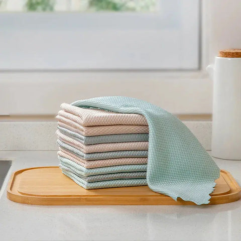 4PcsKitchen Anti-grease wiping rags efficient Super Absorbent Microfiber Cleaning Cloth home washing dish kitchen Cleaning towel wiktra