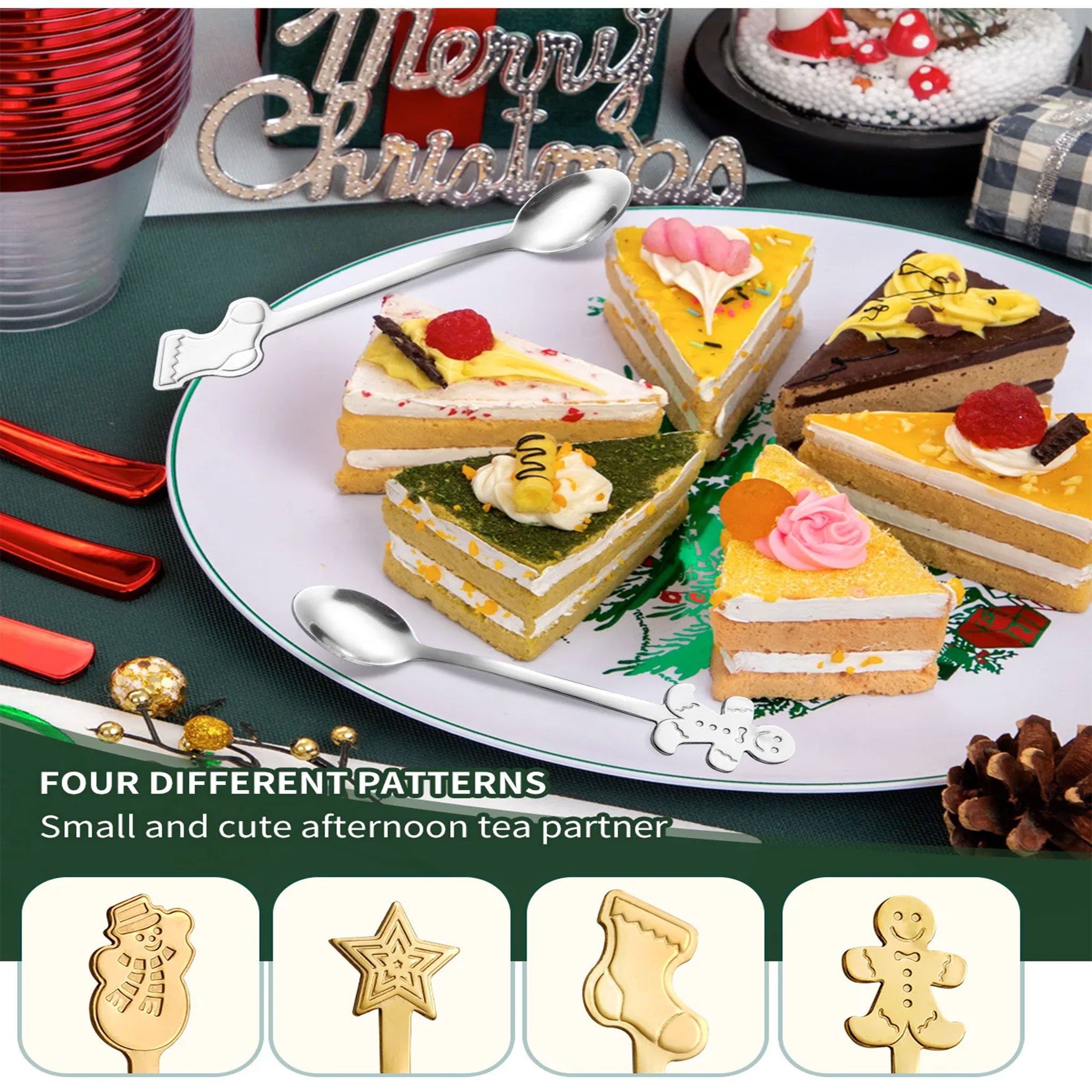4pcs Christmas Coffee Spoons – Gold/Silver Gift Set