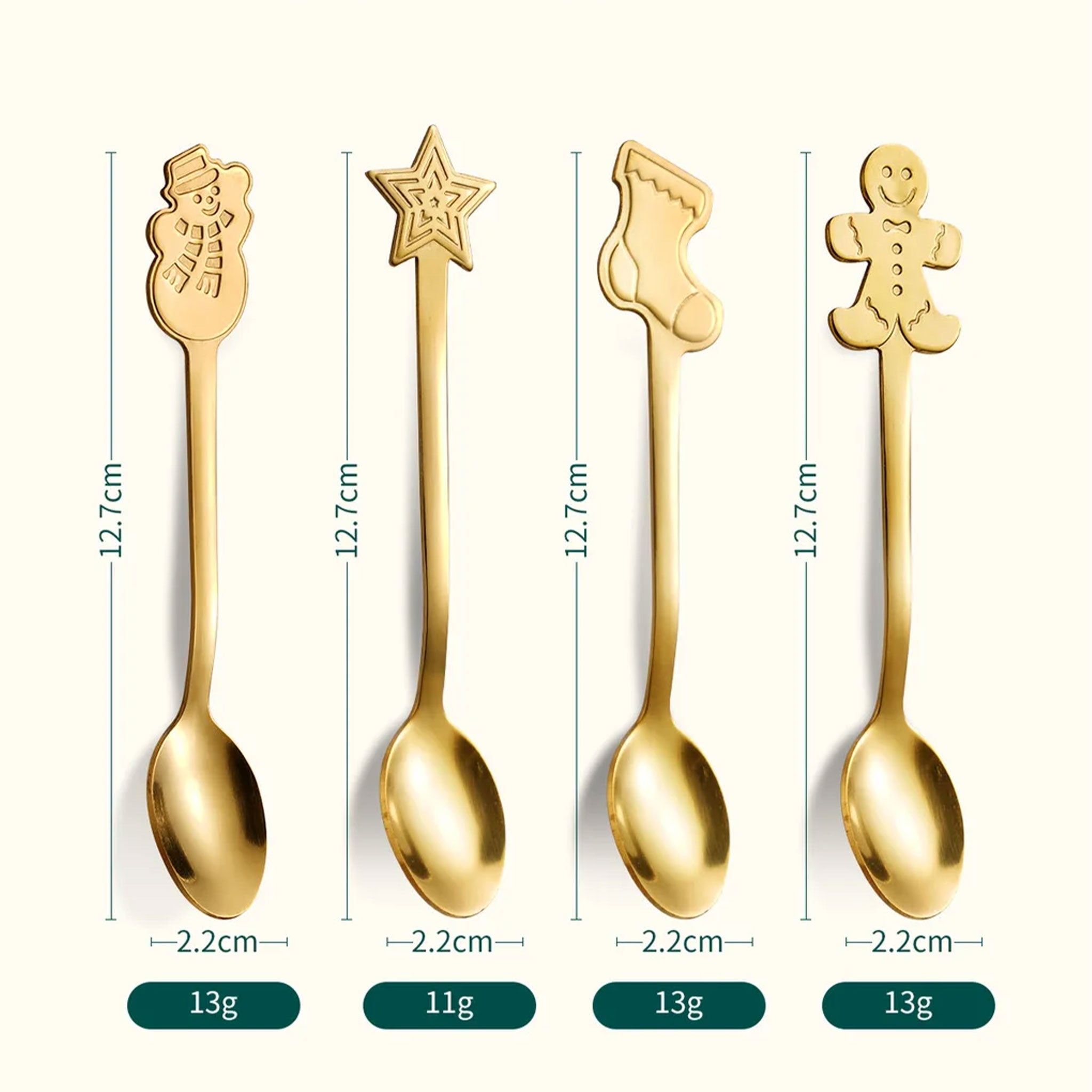 4pcs Christmas Coffee Spoons – Gold/Silver Gift Set
