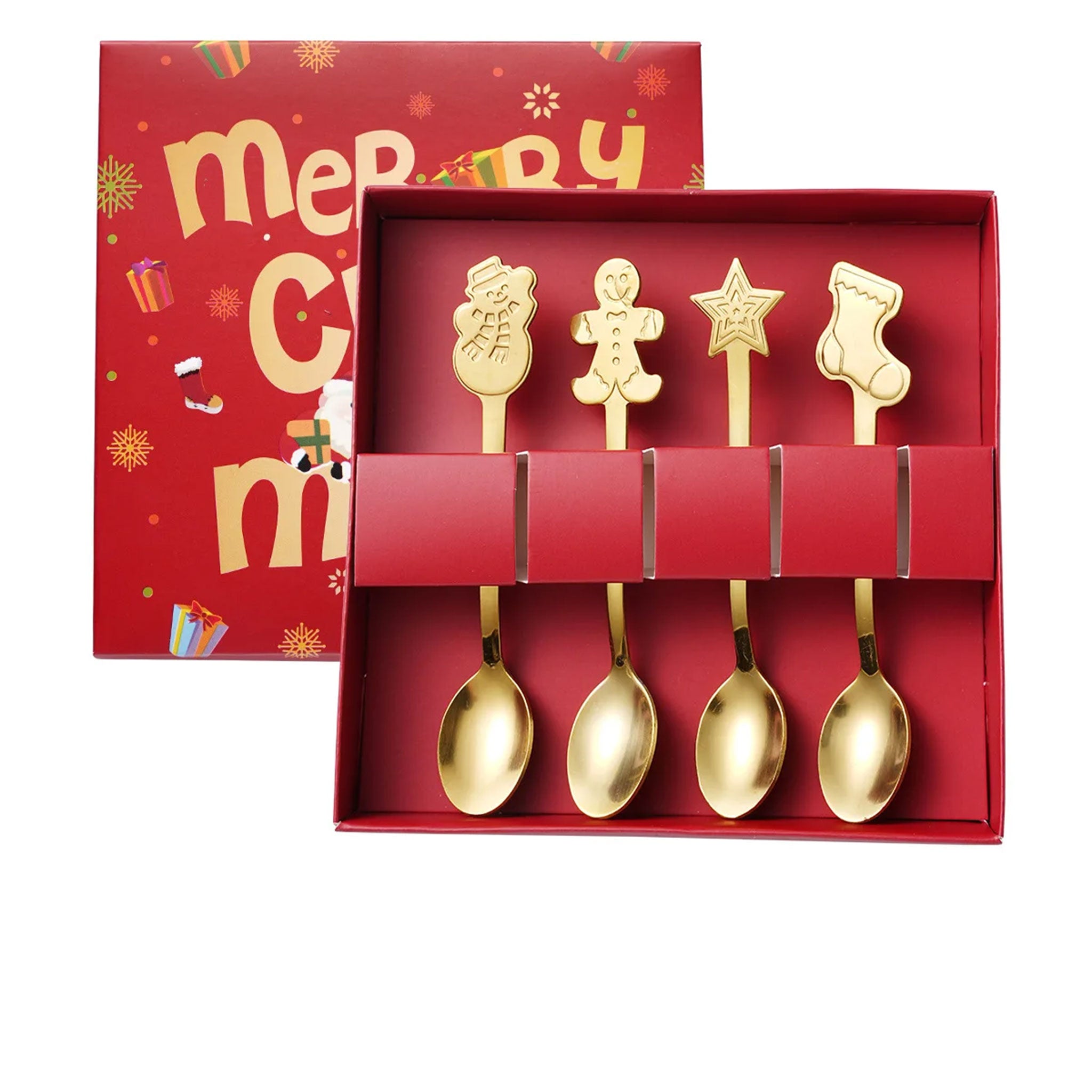 4pcs Christmas Coffee Spoons – Gold/Silver Gift Set