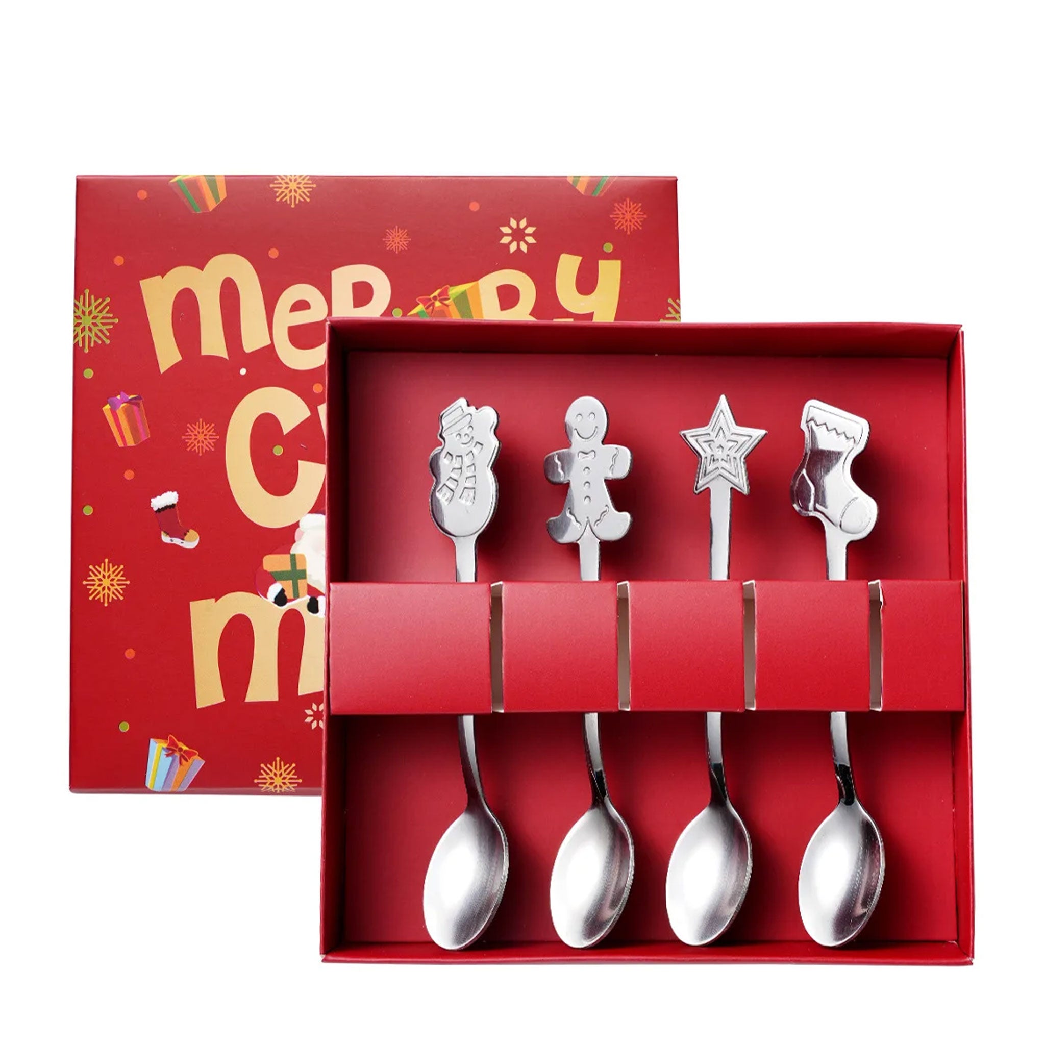 4pcs Christmas Coffee Spoons – Gold/Silver Gift Set