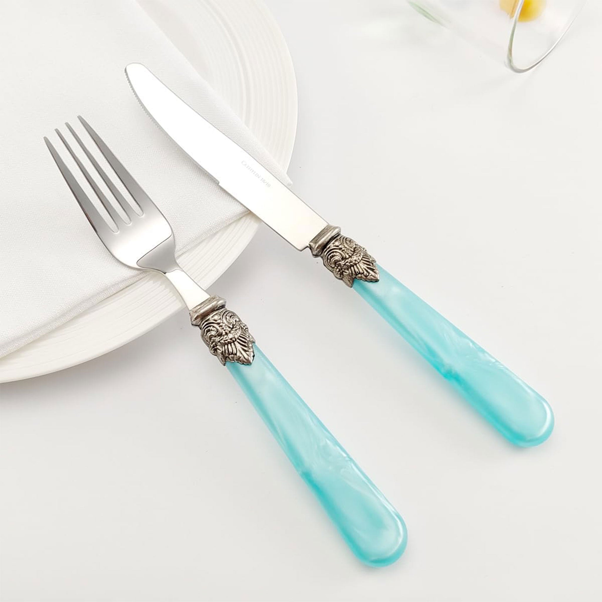 5-Piece Blue Stainless Steel Flatware Set
