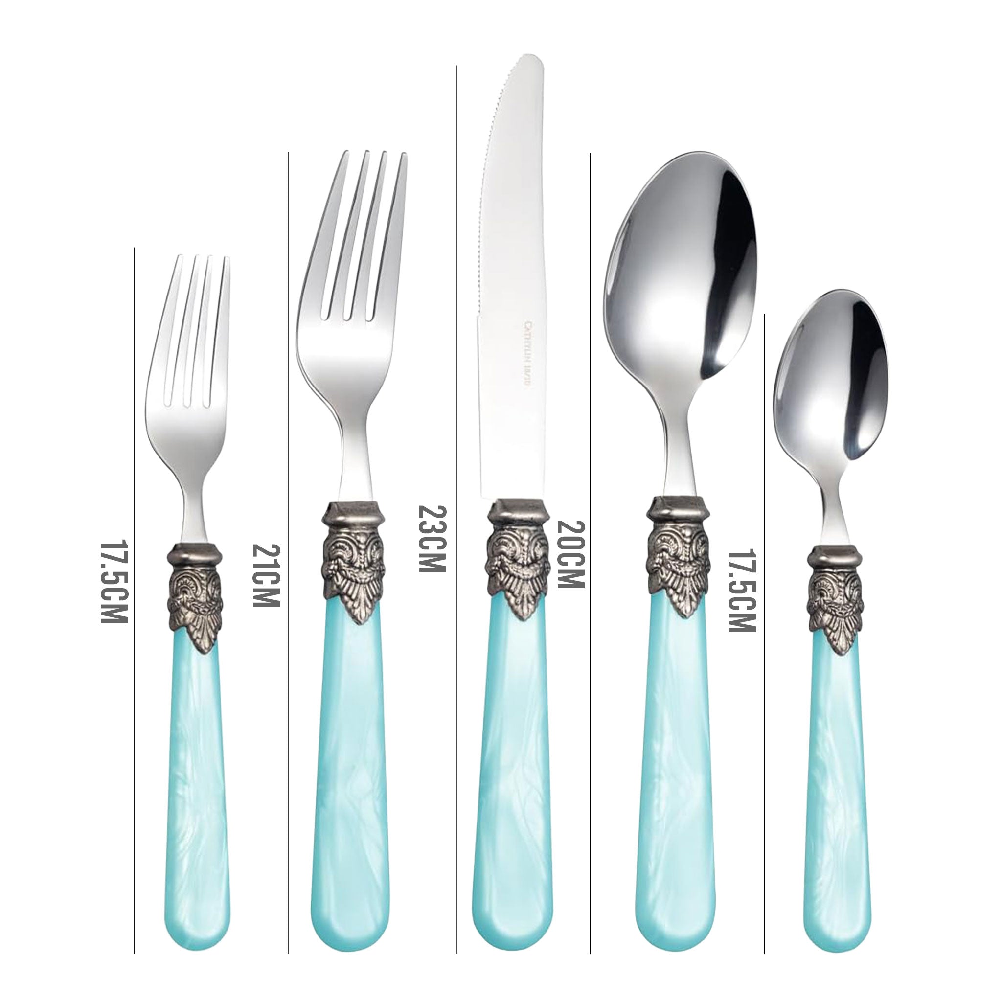5-Piece Blue Stainless Steel Flatware Set