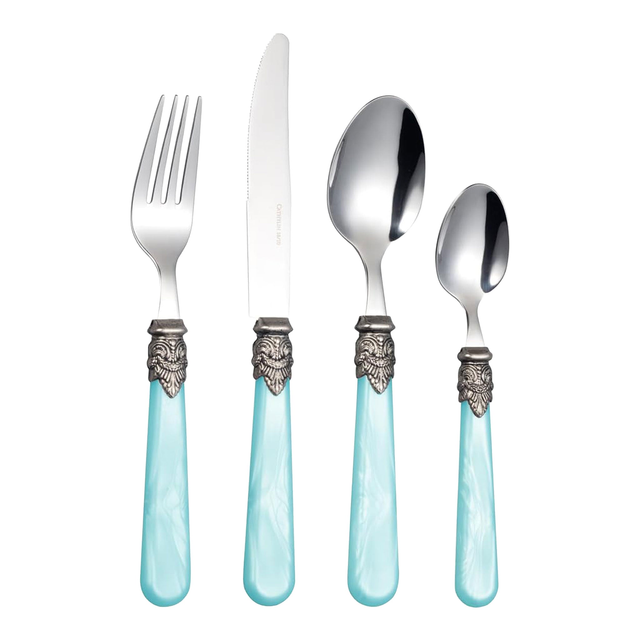 5-Piece Blue Stainless Steel Flatware Set