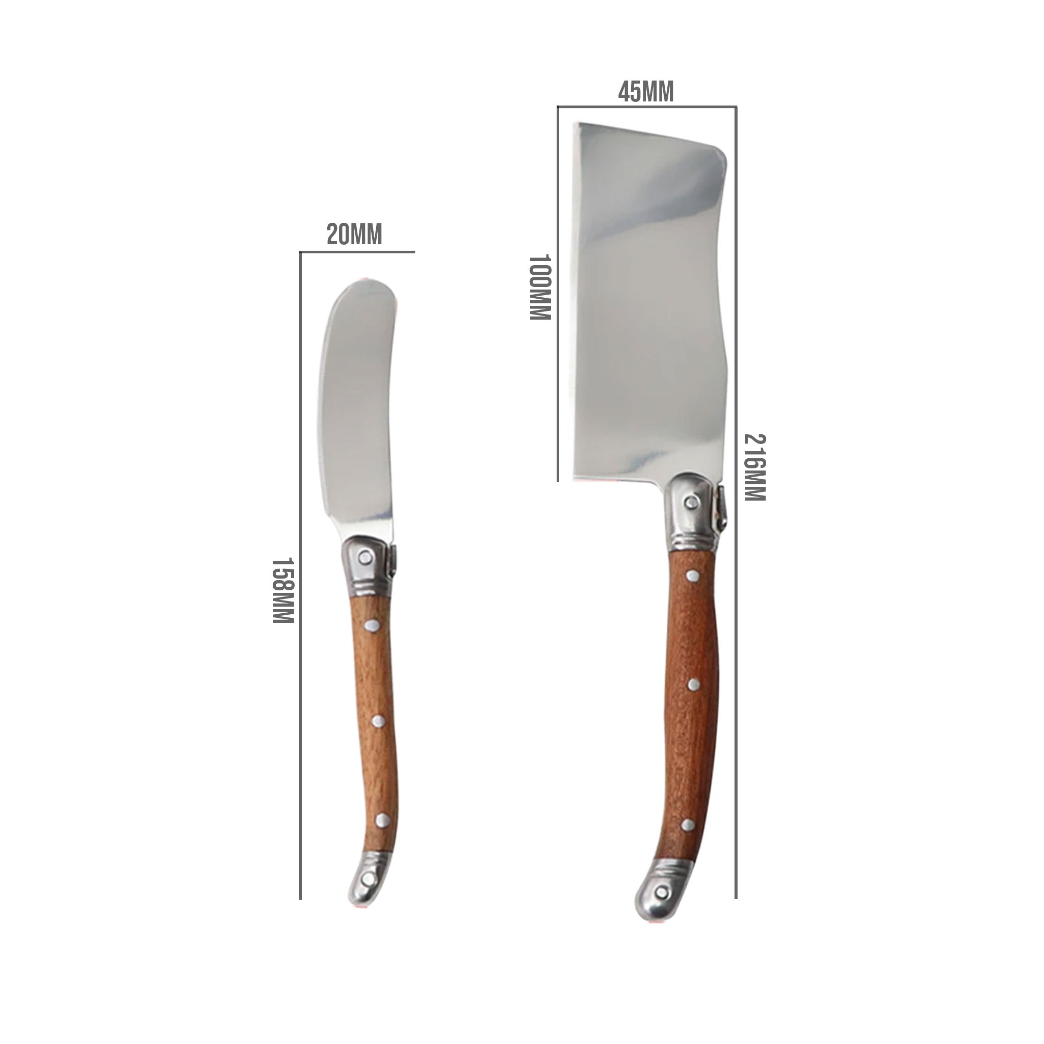5-Piece Laguiole Cheese Knife Set – Wooden Handle Slicer, Spreader & Serving Tools
