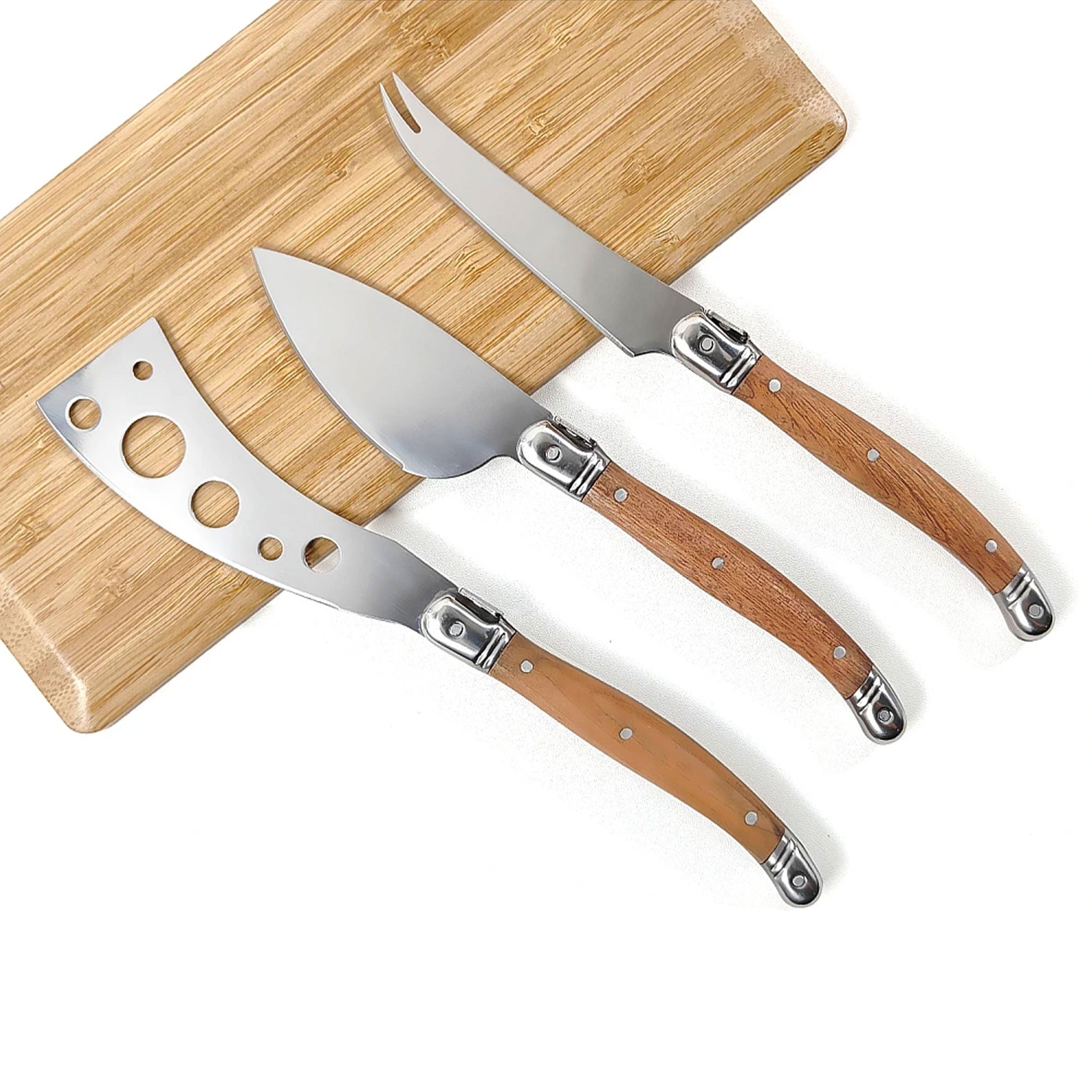 5-Piece Laguiole Cheese Knife Set – Wooden Handle Slicer, Spreader & Serving Tools