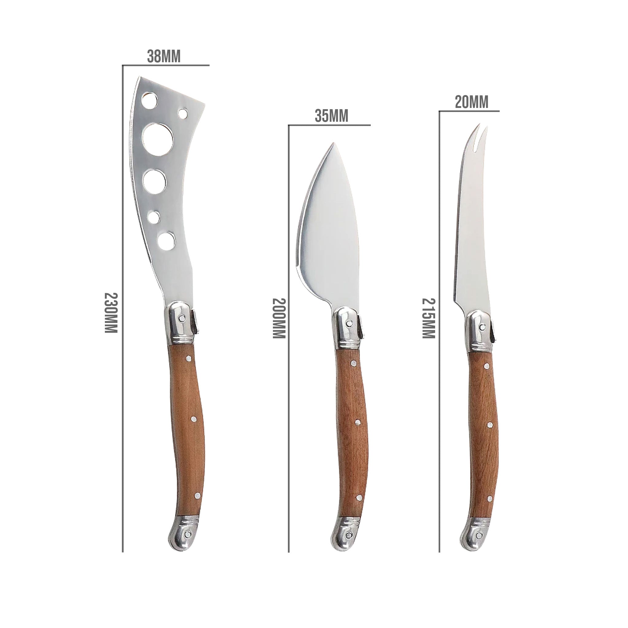 5-Piece Laguiole Cheese Knife Set – Wooden Handle Slicer, Spreader & Serving Tools