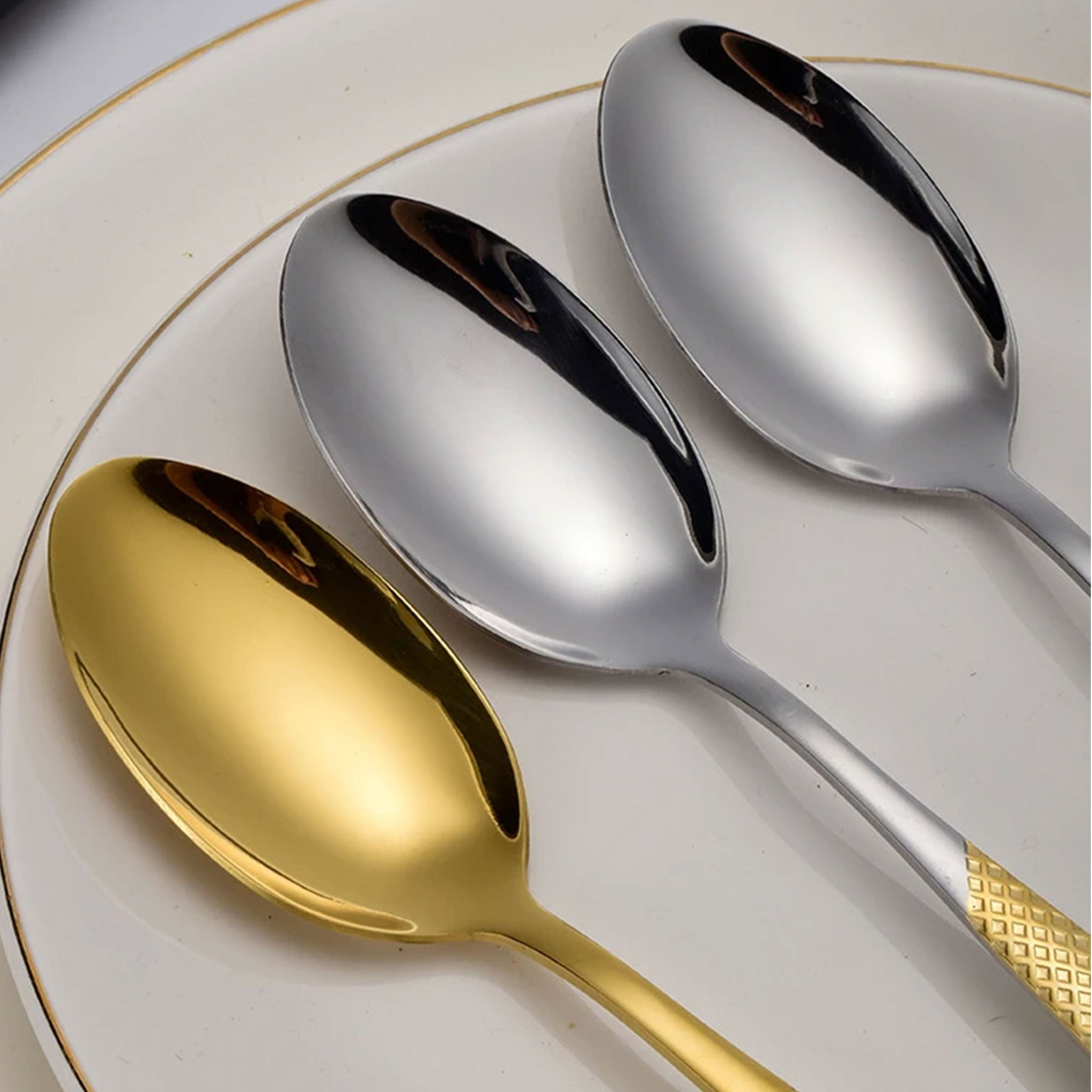 5-Piece Luxury Gold Stainless Steel Cutlery Set – Fork, Spoon & Knife