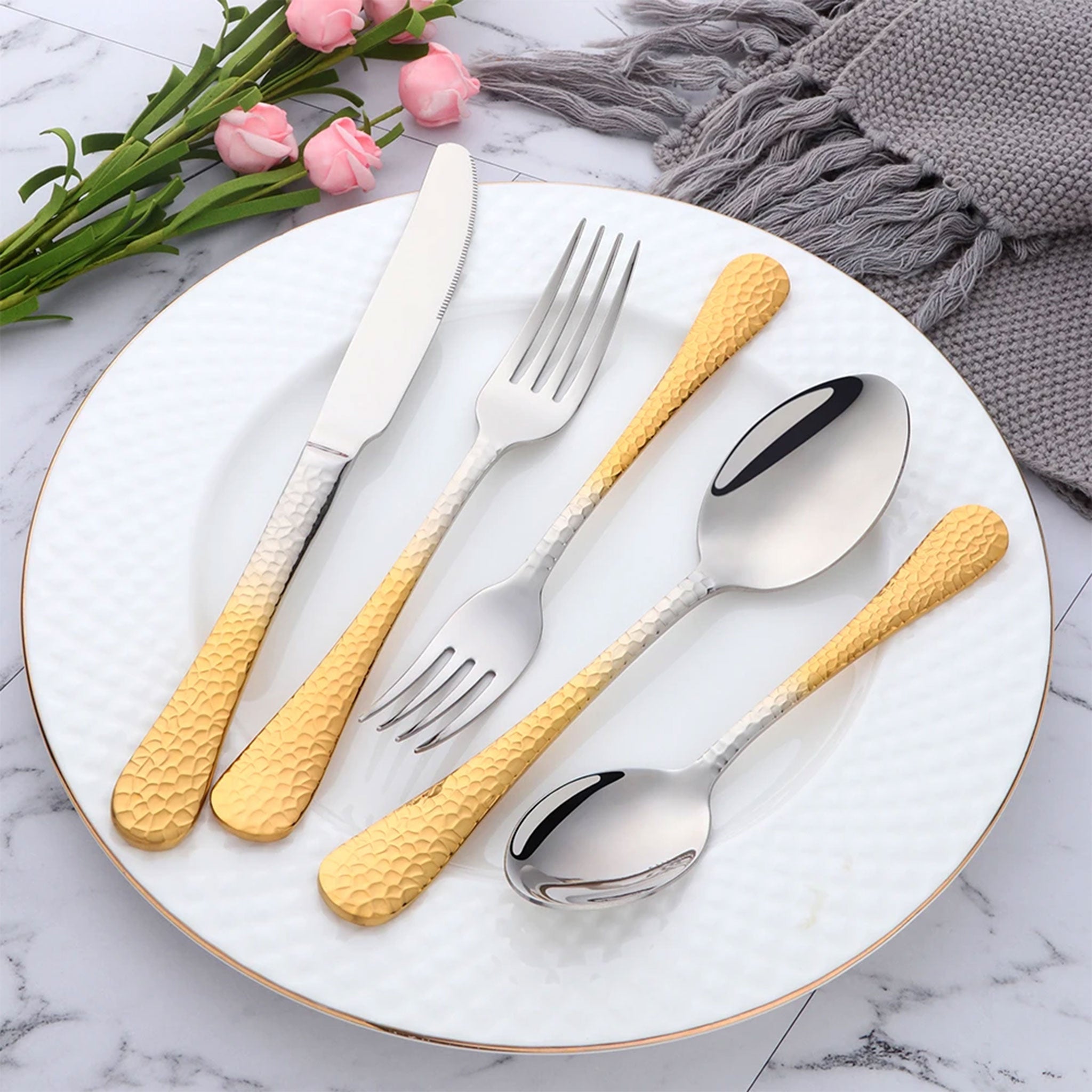 5-Piece Stainless Steel Cutlery Set – Knife, Fork & Spoon Dinnerware