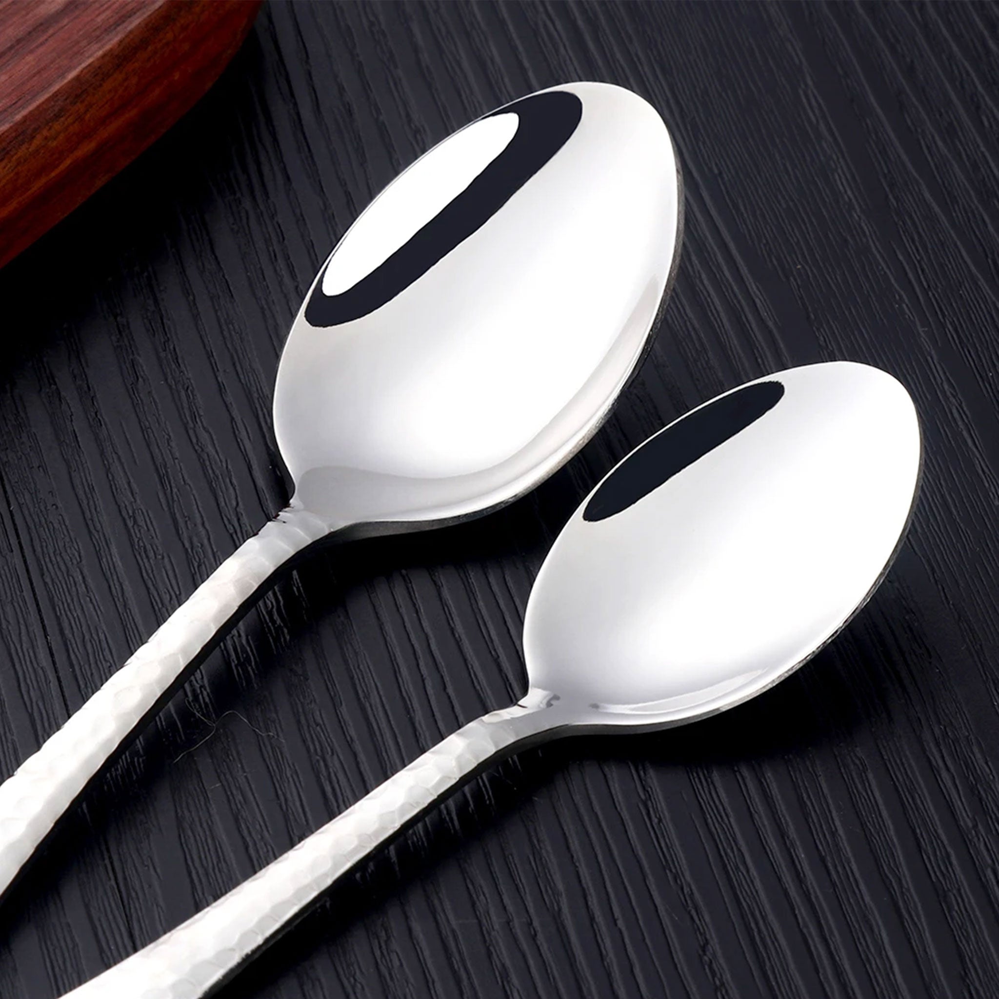 5-Piece Stainless Steel Hammered Cutlery Set – Fork, Knife & Spoon