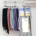 5 in 1 Pant Rack Hanger for Clothes Organizer Multifunction Shelves Closet Storage Organizer StainlessSteel Magic Trouser Hanger wiktra