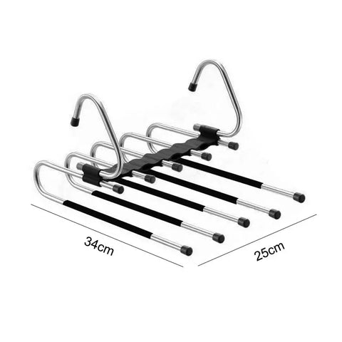 5 in 1 Pant Rack Hanger for Clothes Organizer Multifunction Shelves Closet Storage Organizer StainlessSteel Magic Trouser Hanger wiktra