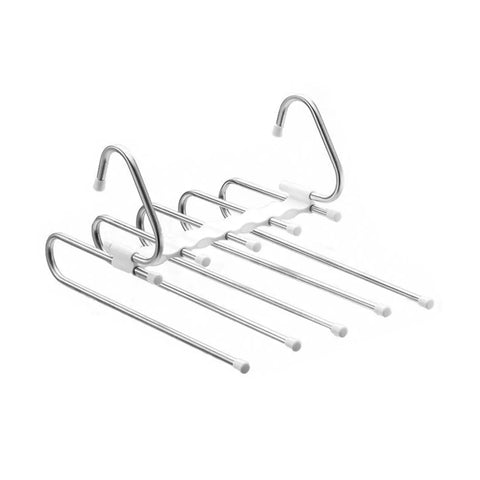 5 in 1 Pant Rack Hanger for Clothes Organizer Multifunction Shelves Closet Storage Organizer StainlessSteel Magic Trouser Hanger