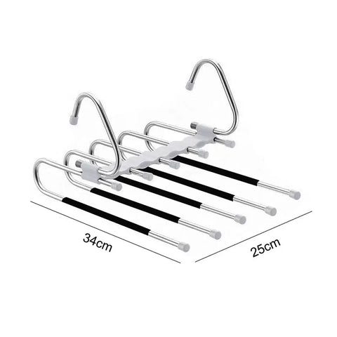 5 in 1 Pant Rack Hanger for Clothes Organizer Multifunction Shelves Closet Storage Organizer StainlessSteel Magic Trouser Hanger