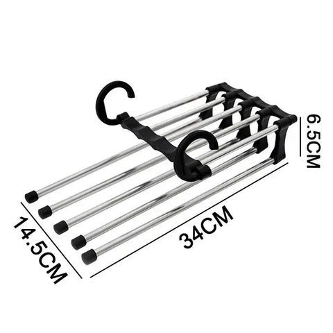 5 in 1 Pant Rack Hanger for Clothes Organizer Multifunction Shelves Closet Storage Organizer StainlessSteel Magic Trouser Hanger