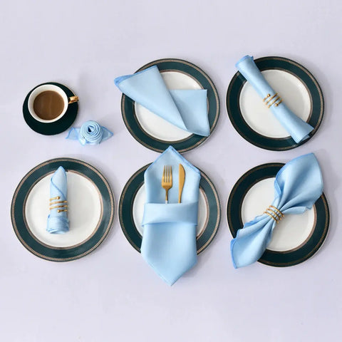 50Pc Satin Table Napkin Soft Handkerchief Tea Towels Wedding Banquet Square Table Napkins Napkin Ring Dinner Party Decor 30X30cm - Wiktra