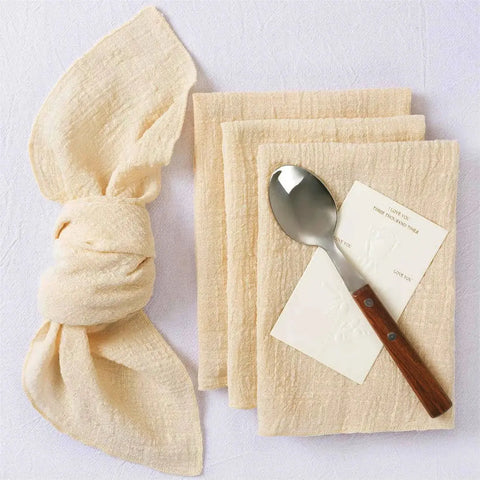 50pcs 30x30cm Ivory Retro Gauze Cotton Napkin Sewing Edge Tea Towel Wedding Party Christmas Table DecorBurrs napkins  Wholesale - Wiktra