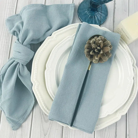 50pcs Cotton Cloth Napkins 30x45cm Dusty Blue Fabric Serviette Kitchen Tea Table Towels for Home Wedding Decoration Christmas - Wiktra