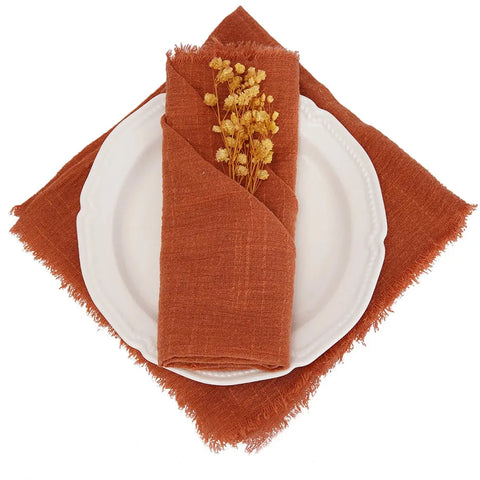 50pcs Rust Retro Gauze Cotton Napkin Wholesale 32x32cm Tea Towel Wedding Party Christmas Table Decor Burrs napkins - Wiktra