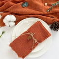 50pcs Rust Retro Gauze Cotton Napkin Wholesale 32x32cm Tea Towel Wedding Party Christmas Table Decor Burrs napkins - Wiktra