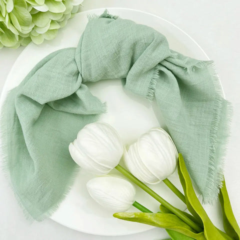 10/20/50pcs Sage Green Factory Wholesale Serving Cloth Napkins Cotton Fabric Serviette Gauze Table Towels Set Wedding Decoration - Wiktra