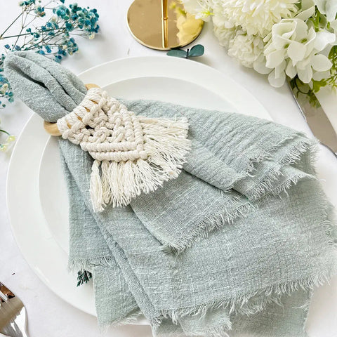 50pcs Wholesale Gauze Cotton Sage Green Napkin Tea Towel Wedding Party Christmas Table Decor Retro Burrs napkins 42x42cm - Wiktra