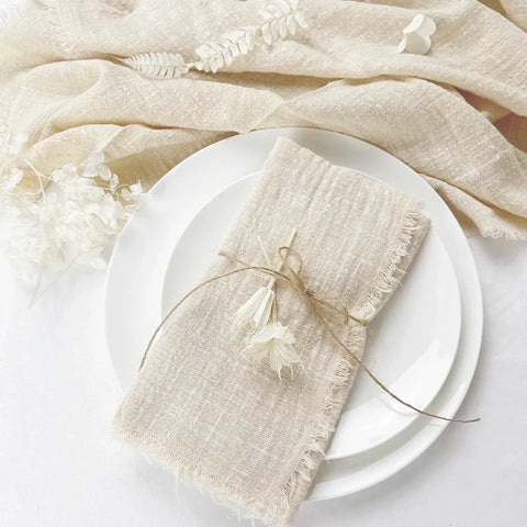 50pcs Wholesale Gauze Cotton Sage Green Napkin Tea Towel Wedding Party Christmas Table Decor Retro Burrs napkins 42x42cm - Wiktra