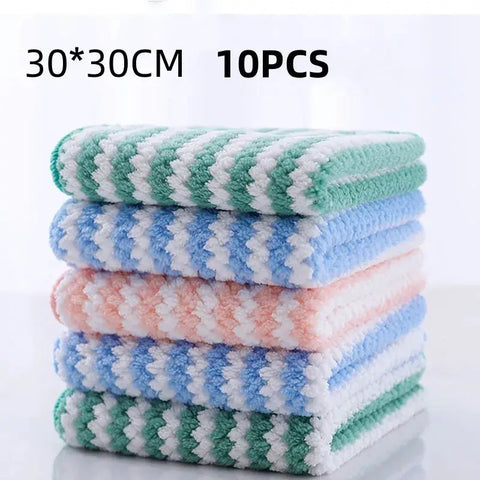 10PCS/5PCS 30x30cm  Kitchen Scouring Pad Towel Dishcloth Household Rags Gadget Microfiber Non-stick Oil Table Cleaning Cloth Wip wiktra