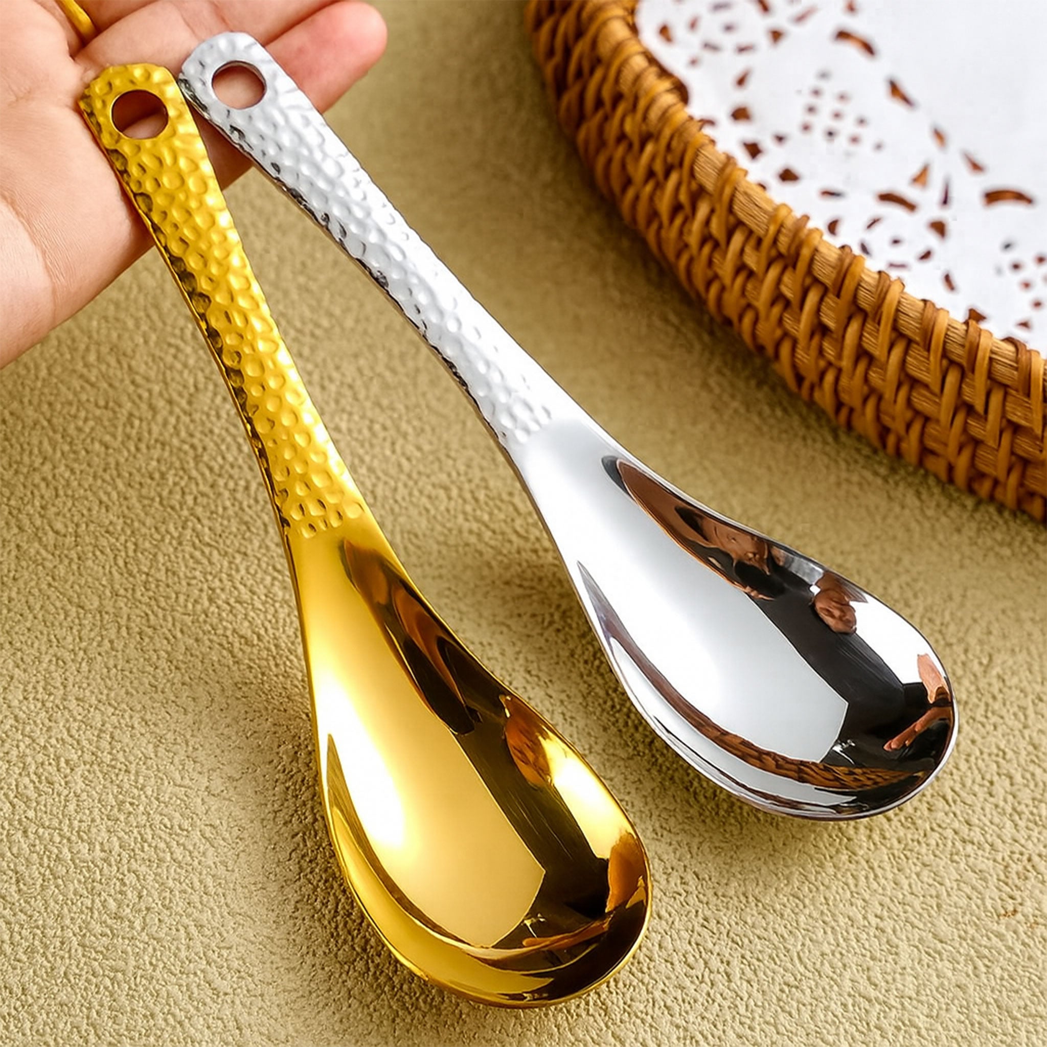 5PCS Stainless Steel Thick Soup Spoons