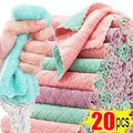 20/5PCS Super Absorbent Microfiber Towel Double Layer Washing Cloths Non-stick Oil Dishcloths Cleaning Rags Kitchen Scouring Pad wiktra