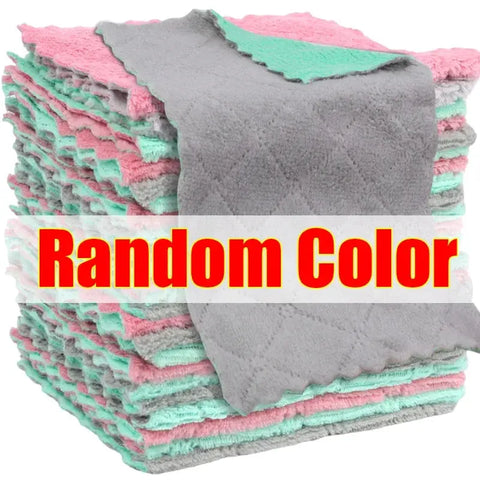 20/5PCS Super Absorbent Microfiber Towel Double Layer Washing Cloths Non-stick Oil Dishcloths Cleaning Rags Kitchen Scouring Pad