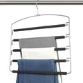 5X Pants Hangers 5 Layers Metal Slack Magic Hangers Non-Slip Foam Padded Swing Arm Space Saving Hanger Storage Organizer wiktra